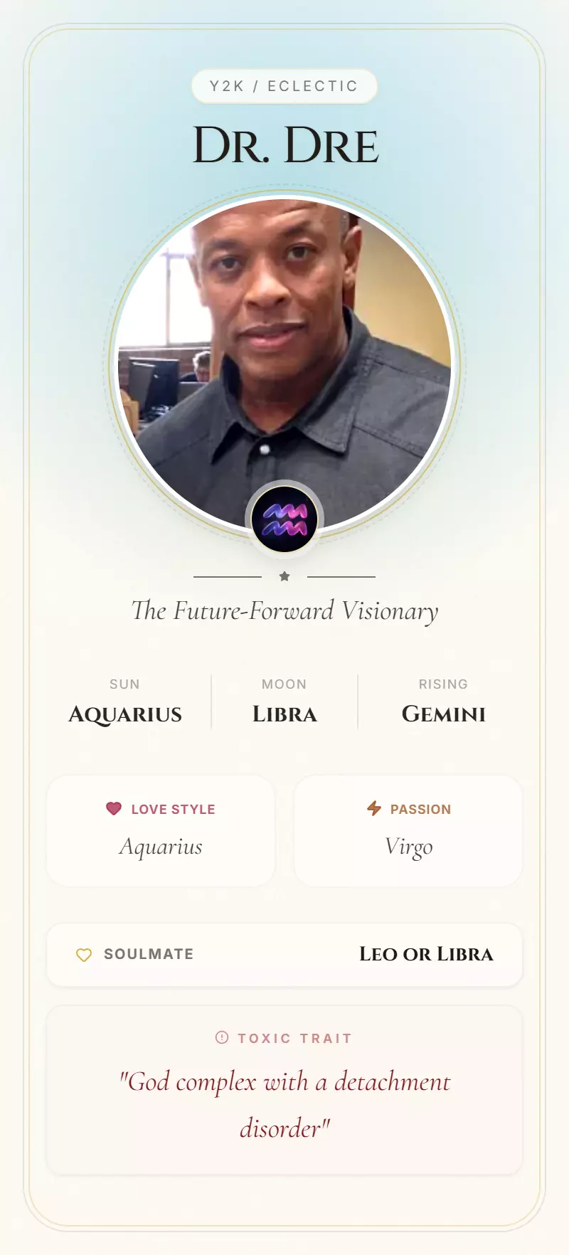Dr. Dre Astrology Star Card