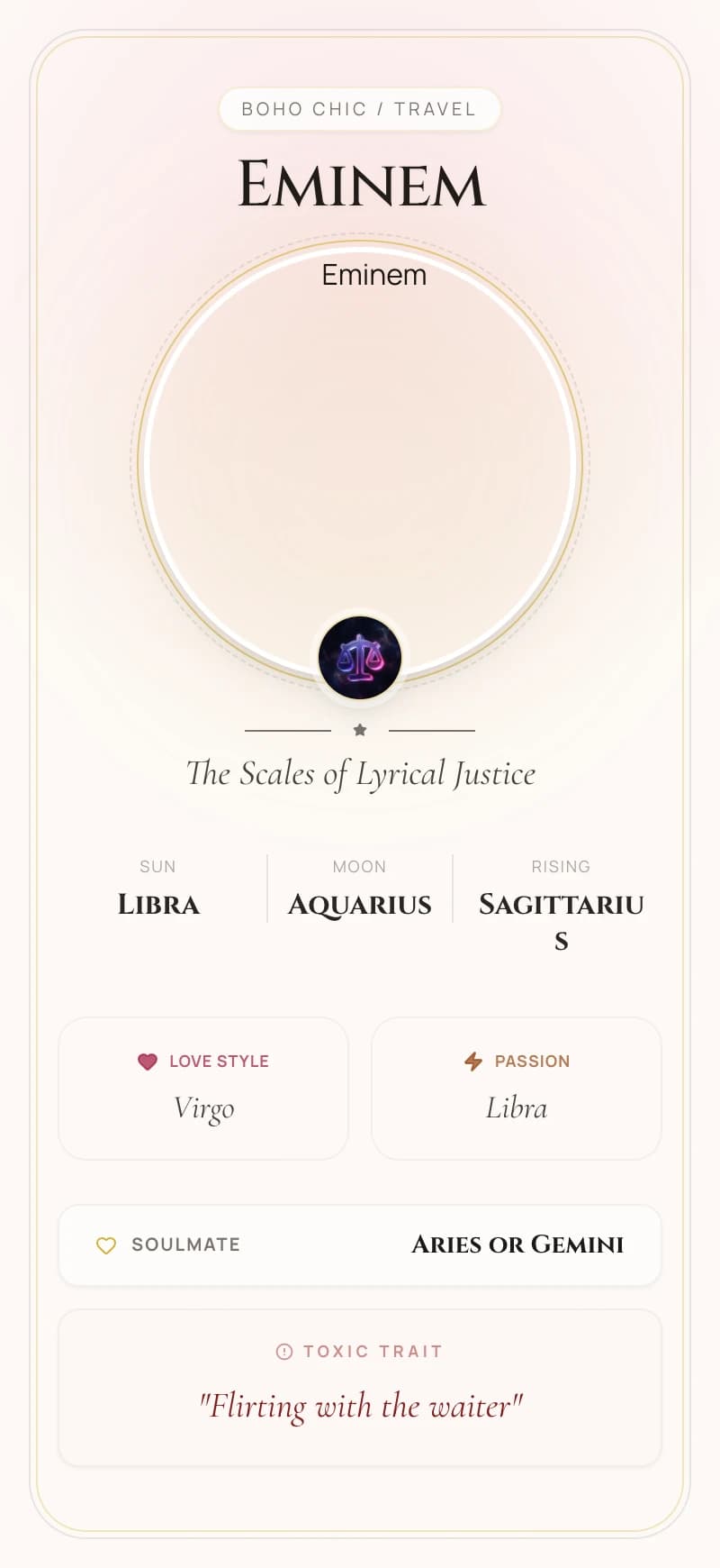 Eminem Astrology Star Card