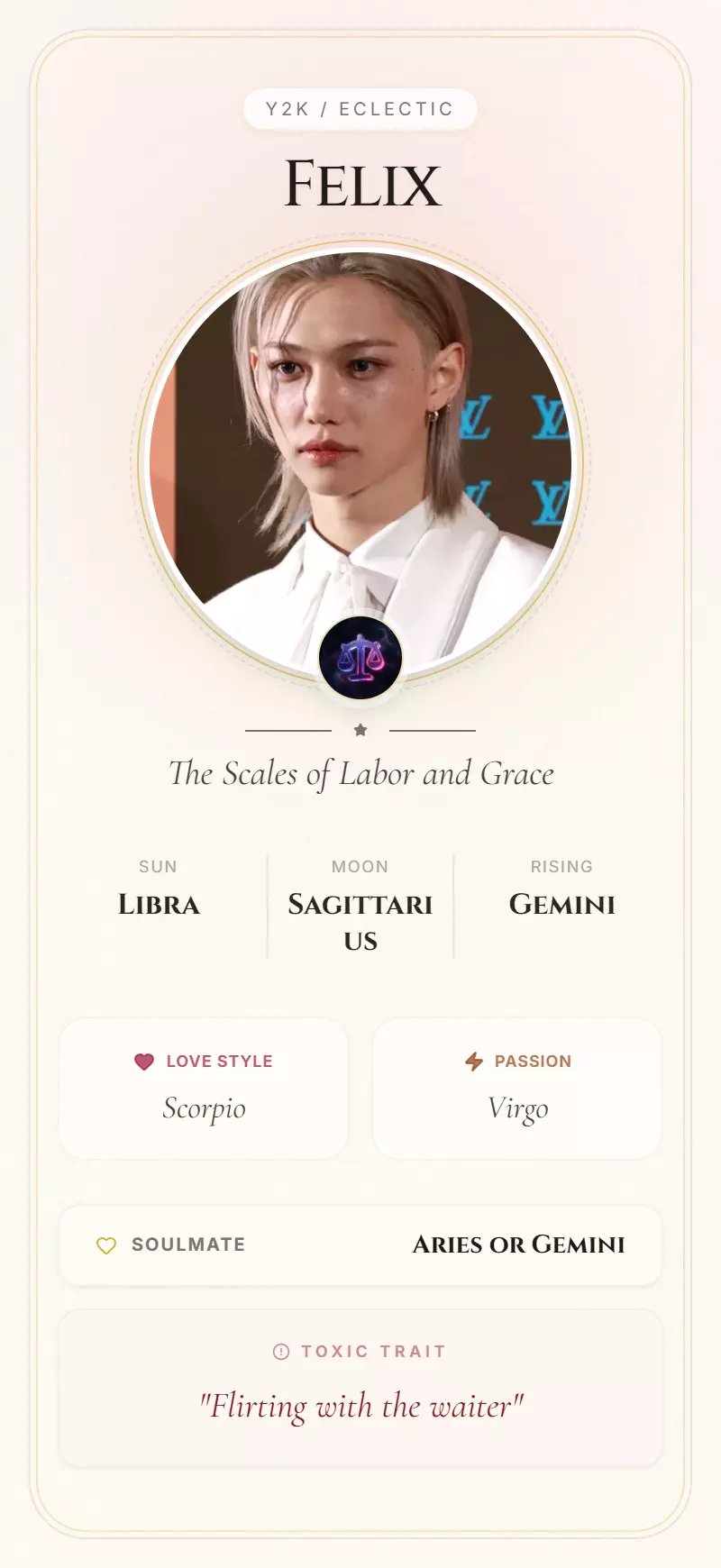Felix Astrology Star Card