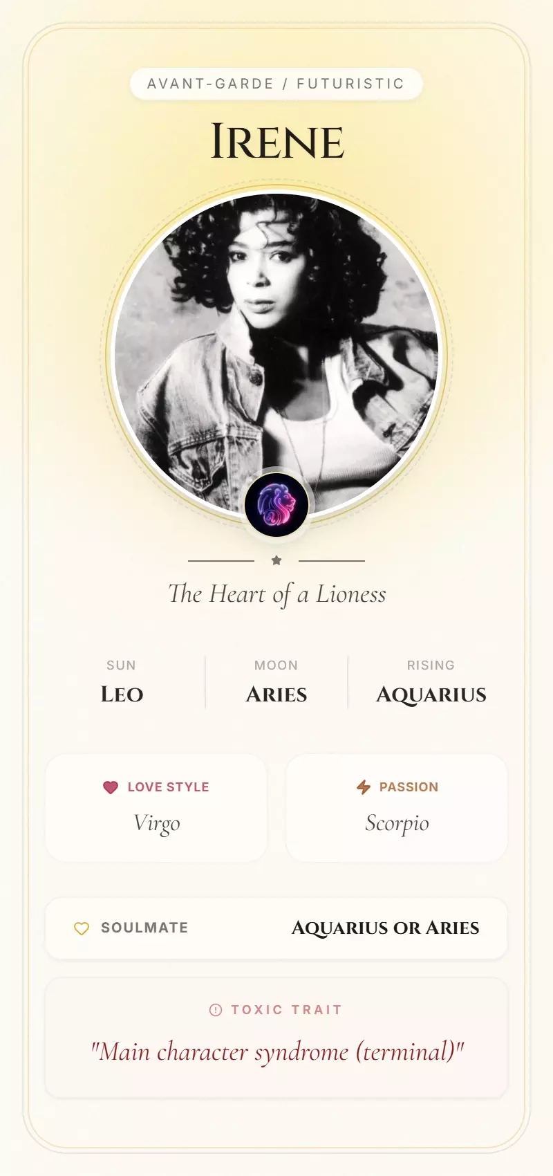 Irene Astrology Star Card