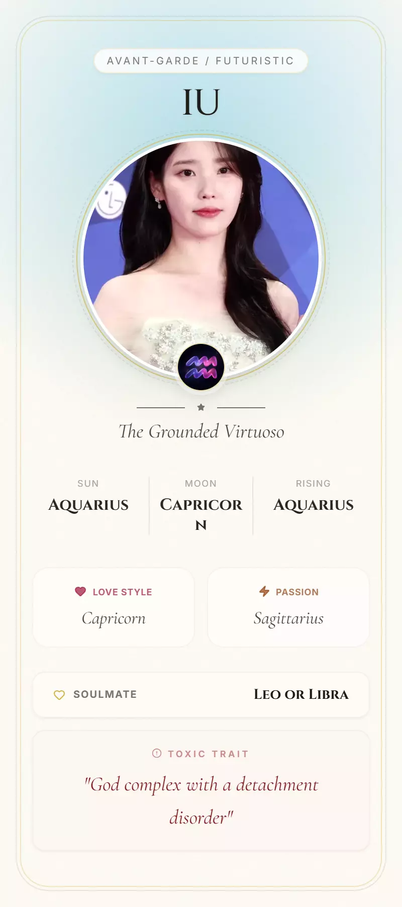 IU Astrology Star Card