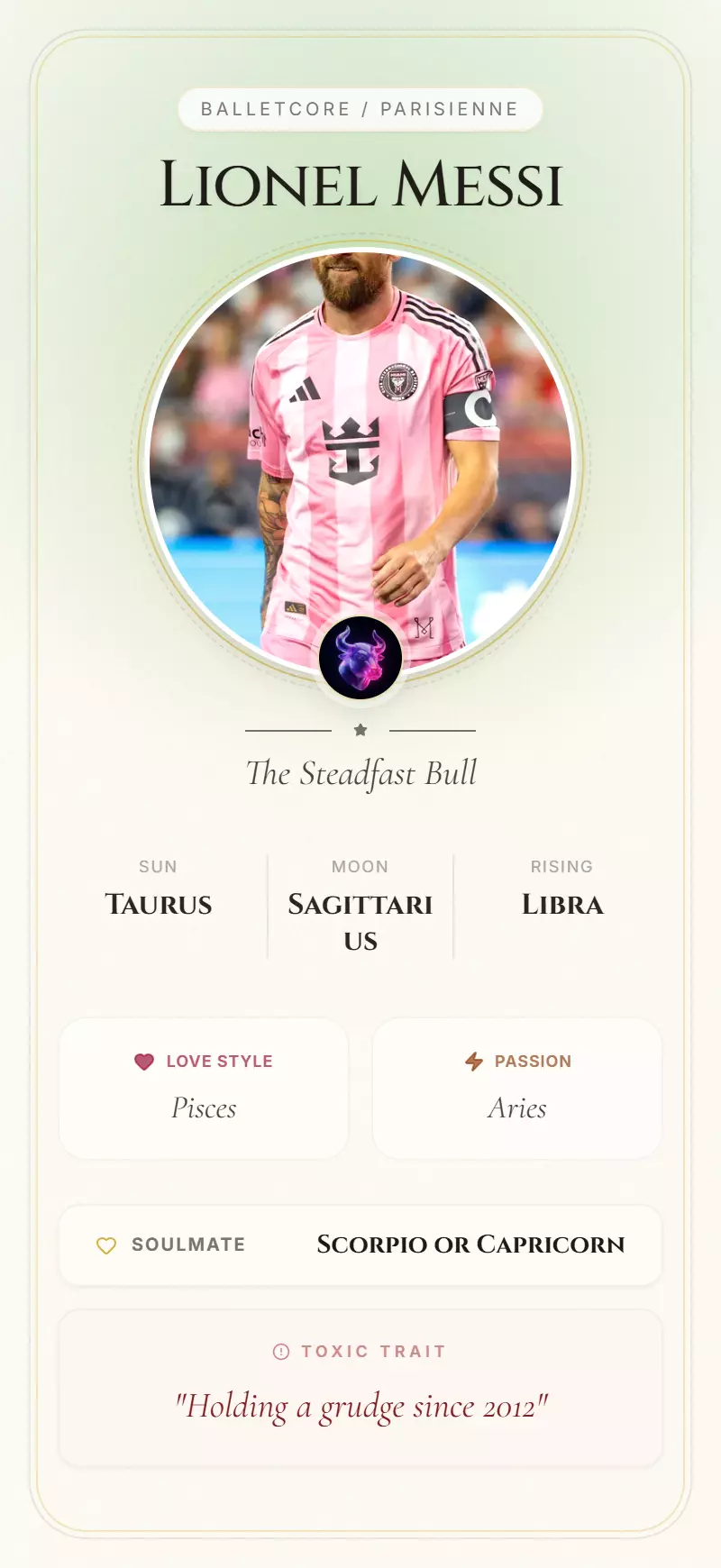 Lionel Messi Astrology Star Card