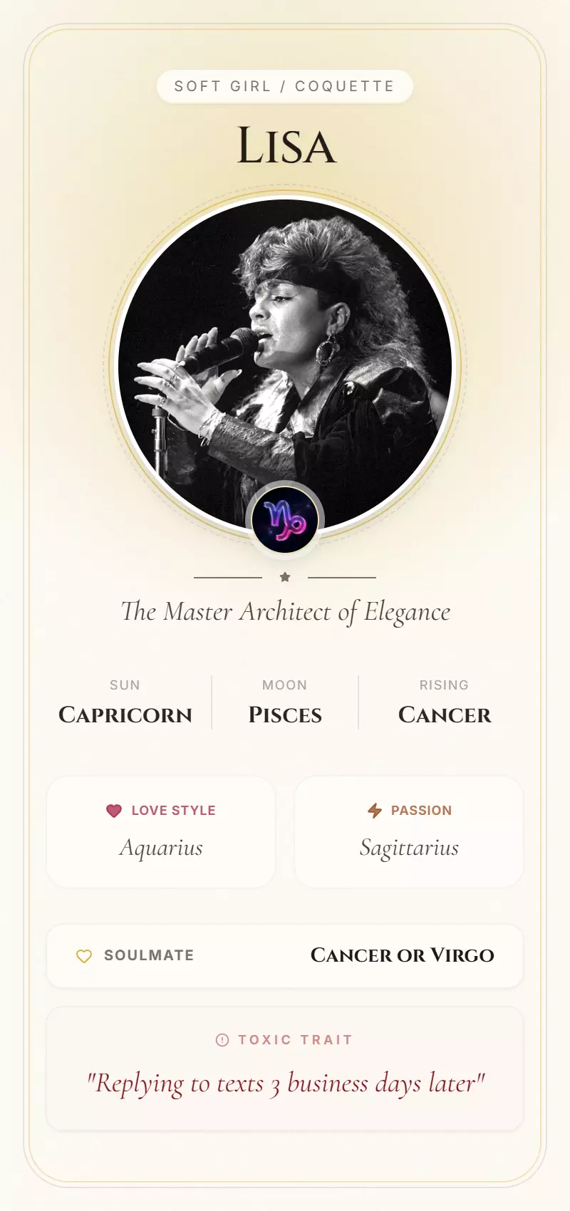 Lisa Astrology Star Card