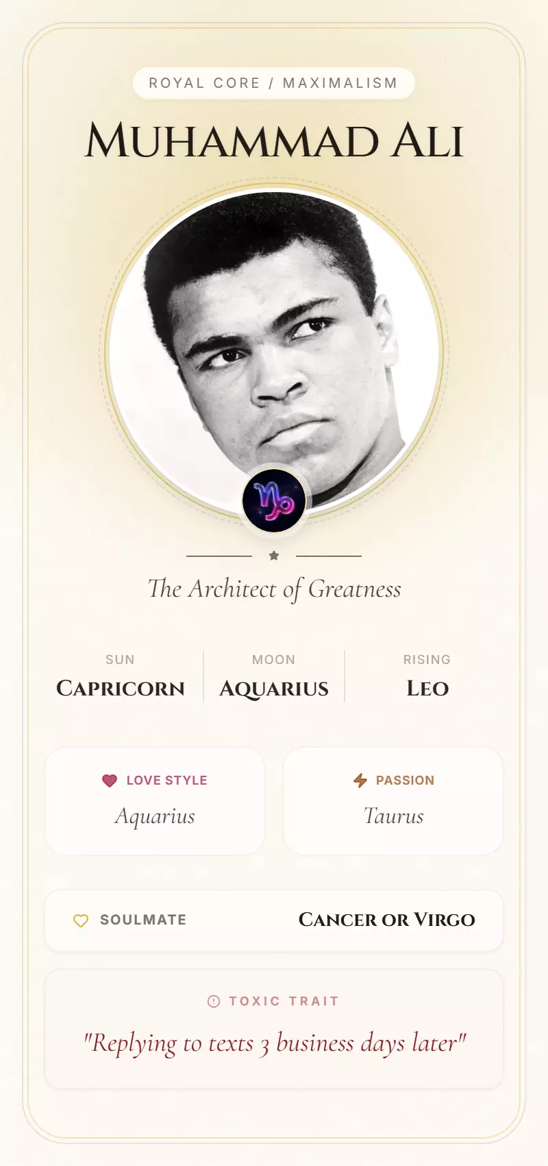 Muhammad Ali Astrology Star Card