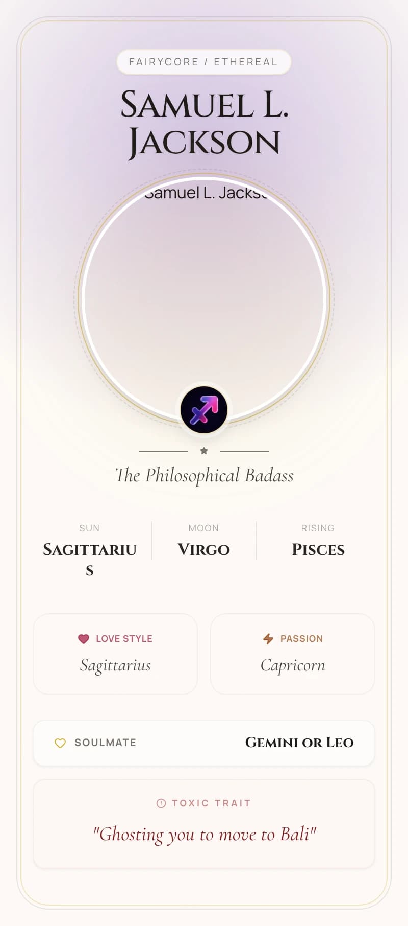 Samuel L. Jackson Astrology Star Card